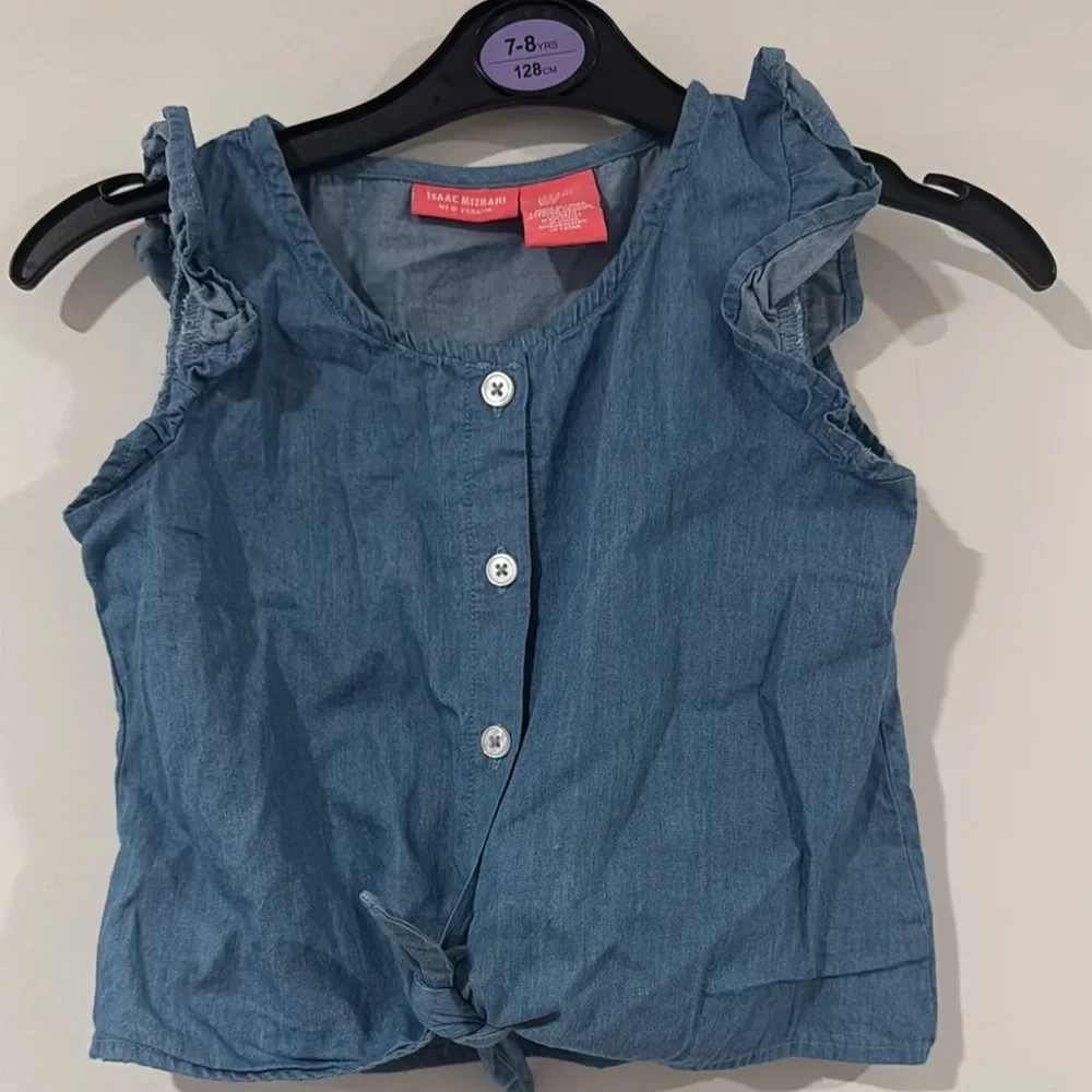 Denim Look Button-Up Sleeveless Top